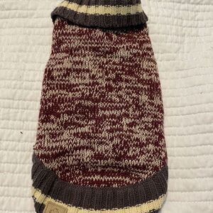 RC Pets Knitted Maroon & White Doggy Sweater - XXS